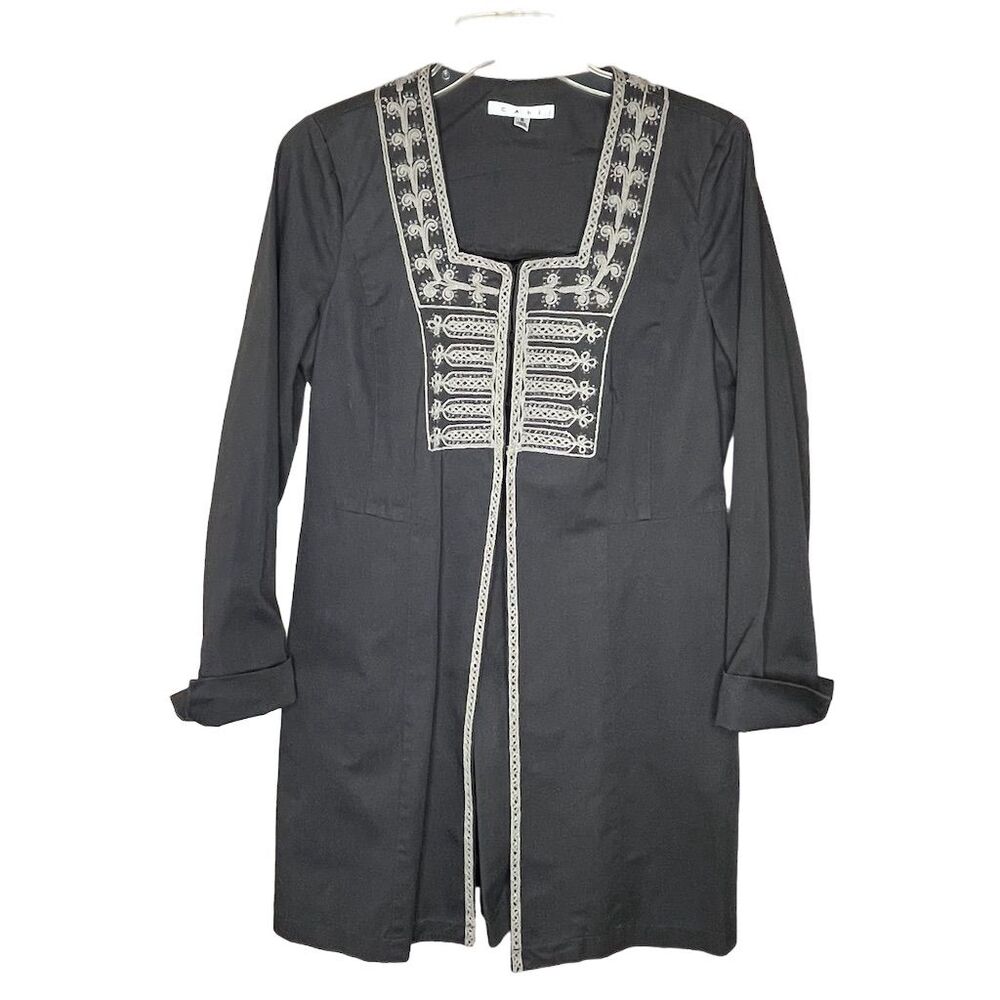 Cabi Women's Gray Turkish Delight Jacket Size 8 Embroidered Beaded Long Sleeve